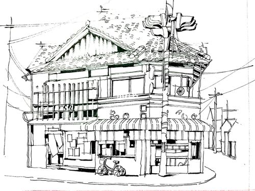街边小店速写|线稿部分_手绘_线稿_速写_室内设计_马克笔_室内设计
