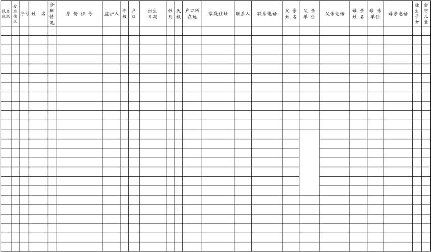 2014年一年级新生入学登记表