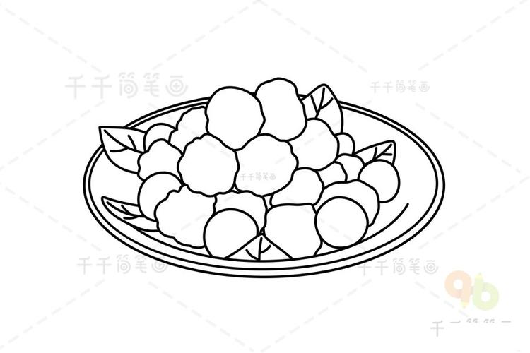 浙江美食 杨梅丸子简笔画