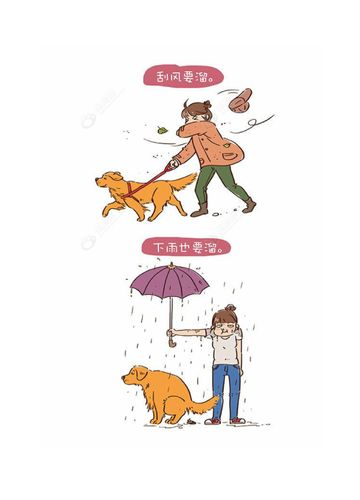 求可爱的遛狗卡通图片