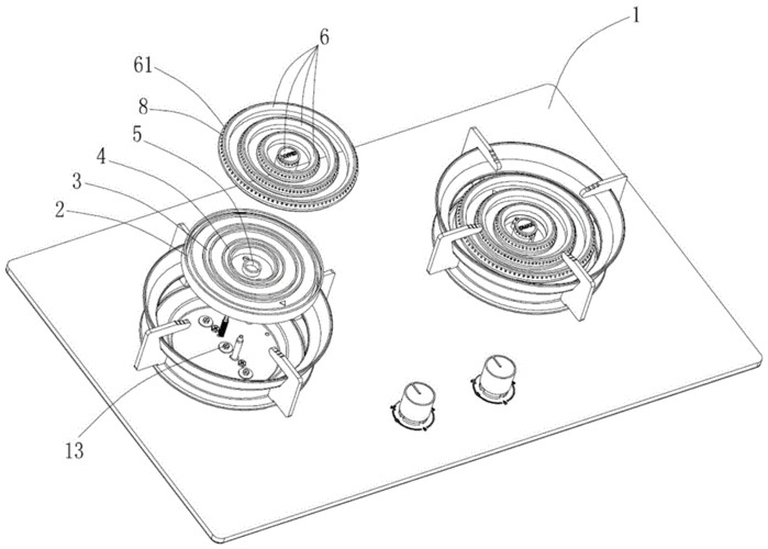 一种四环供火的燃气炉具的制作方法