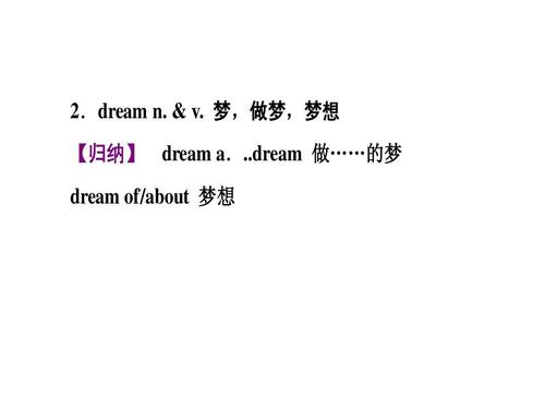 dream n. & v. 梦,做梦,梦想 【归纳】 dream a.