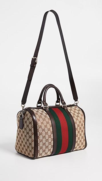 gucci 帆布网眼波士顿包