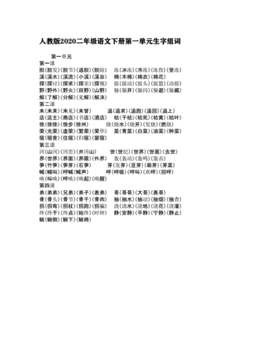人教版2020二年级语文下册第一单元生字组词.pdf 1页