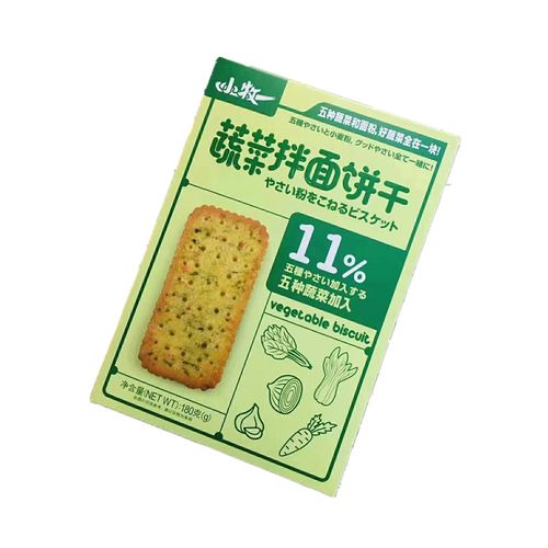 小牧蔬菜拌面饼干180g盒装办公室代餐点心休闲小零食整箱现货批发