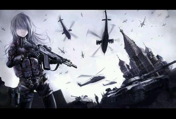 谁知道这个银发拿枪的妹子出自哪部动漫.还是只是一张插图.