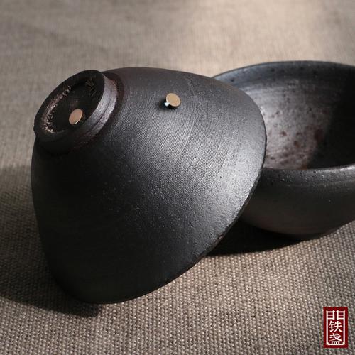 正宗龙窑柴烧建盏落灰杯纯手工粗陶自然落灰釉裸烧茶杯铁胎禅定杯-图3