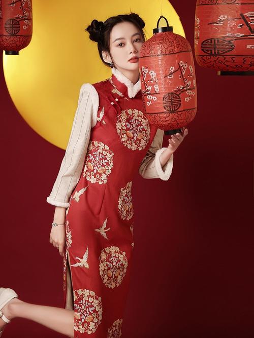 春节旗袍2022过年喜庆穿搭女装新年战袍红色拜年服女大人高端国风