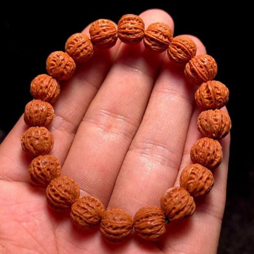 小核桃手串野生龙纹桃核雕刻京八棱手链天然桃胡单圈手持正圆矮桩