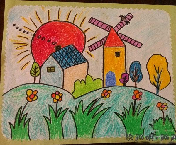 我的绿色梦想家园儿童画