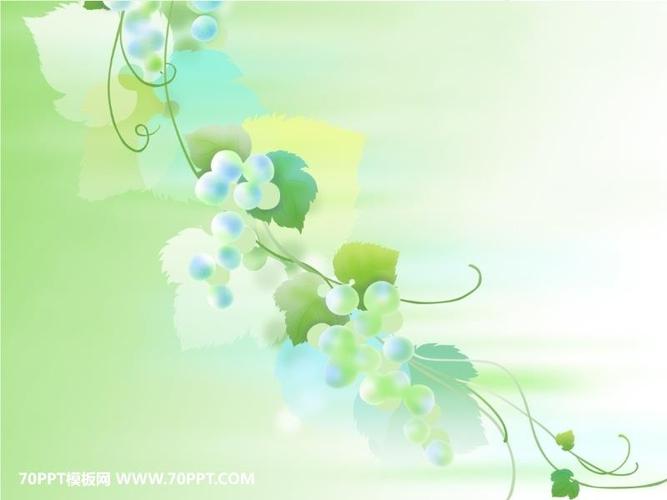 葡萄藤叶淡雅风绿色ppt背景图片