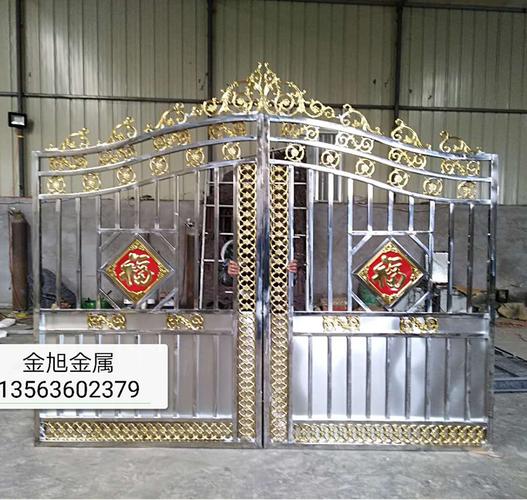 庭院双开门农村别墅铁艺大门不锈钢大门 对开门 围墙门 厂家定制