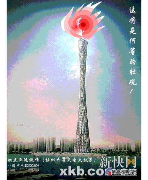 图:据说亚运会开幕式将在新电视塔顶部点燃火炬,有这个可能吗?