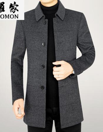 毛呢大衣男2021新款秋冬季中老年男士双面呢羊毛风衣呢子外套 d21246