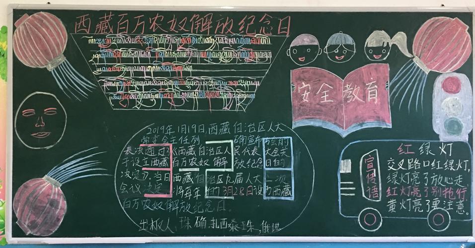 阿秀乡完小西藏百万农奴解放60周年纪念日暨交通安全教育班级板报评比