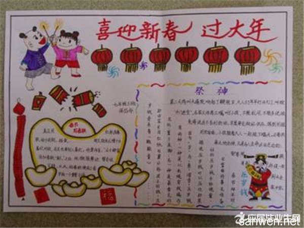 迎春节手抄报模板:春节祝福语