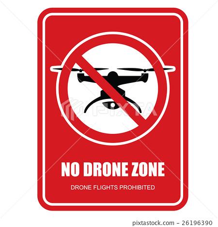 插图素材: no drone zone restrictive sign - quadcopter