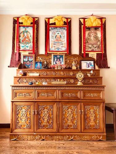 藏式实木佛龛雕花神龛立柜菩萨柜供桌财神供奉台带门