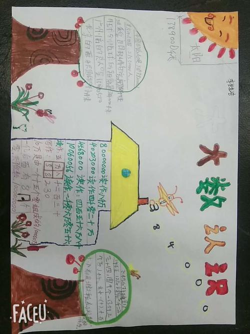 2019年暑期作业《大数的认识》手抄报,书签