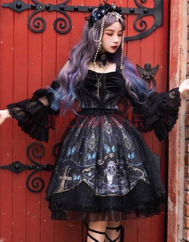 现货-lolita 冥蝶乐章op 暗黑哥特风复古洛丽塔茶会裙