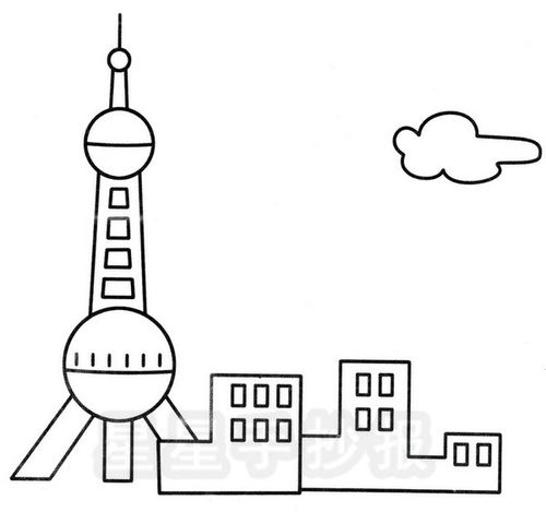 上海东方明珠塔简笔画