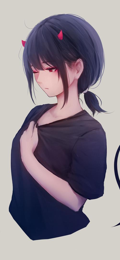 小恶魔动漫少女手绘手机壁纸