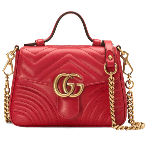 gucci/古驰 女包经典款女士中号黑色双g标识压纹牛皮手提包斜挎单肩包