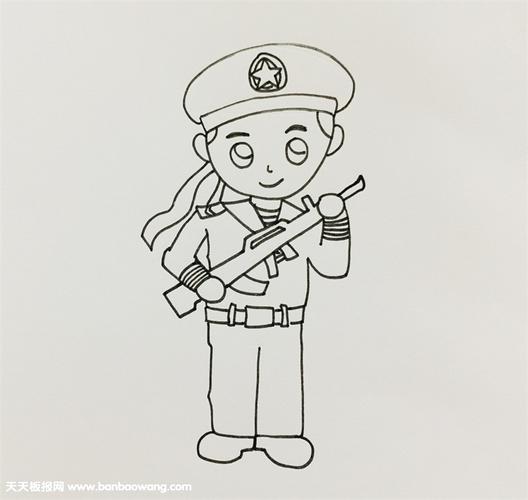 黑板报军人简笔画图片大全图片