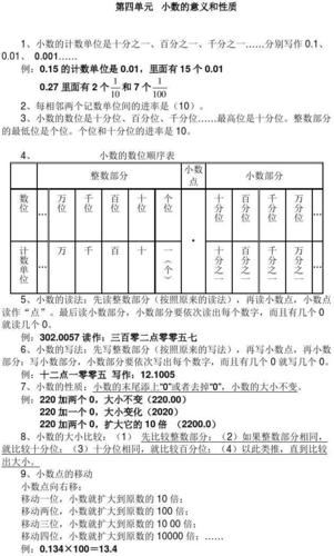 小学数学四年级下册四单元《小数的意义和性质》整理和复习资料