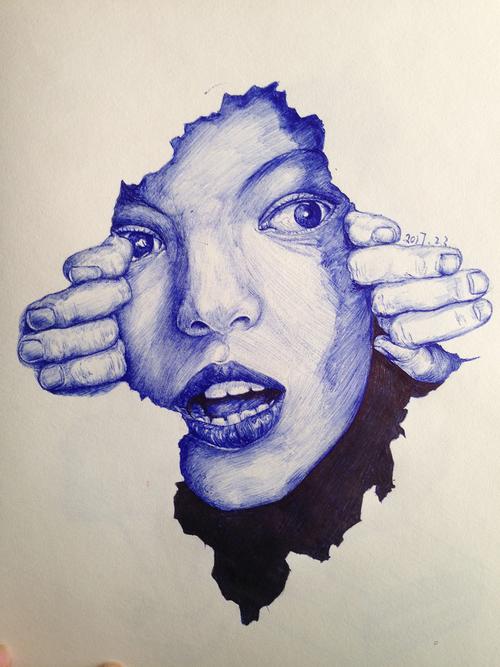 圆珠笔临摹|插画|插画习作|小七lee - 原创作品