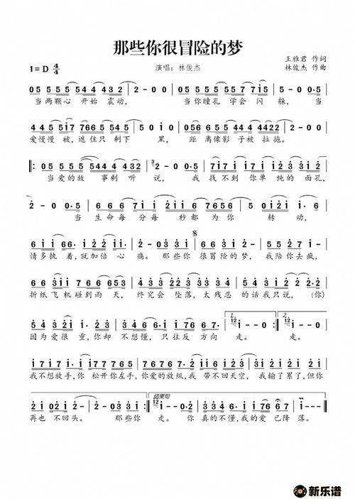 《那些你很冒险的梦》简谱(林俊杰)-林俊杰钢琴谱吉他
