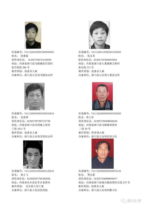 南阳这9名杀人案嫌疑人被公安局通缉