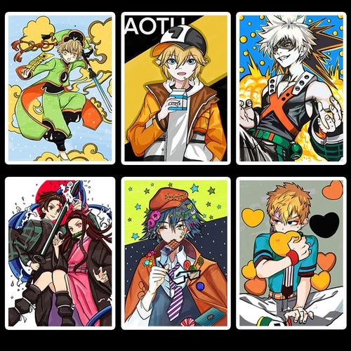 少儿动漫美术创意临摹卡马克笔卡通人物手绘儿童漫画男孩素材卡片