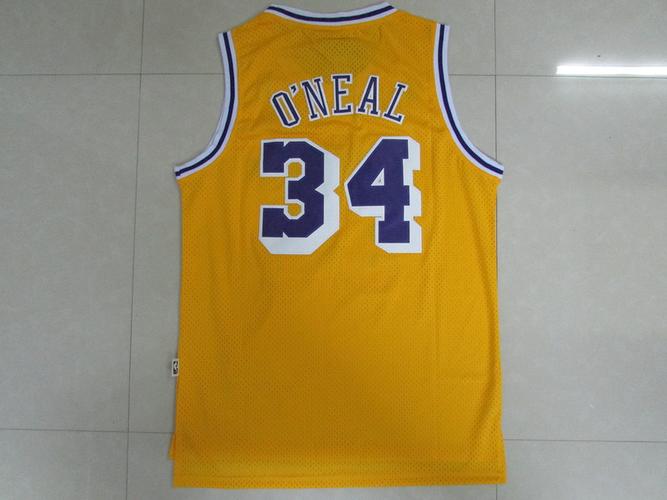 湖人队 34号 奥尼尔 复古黄色 极品网眼球衣