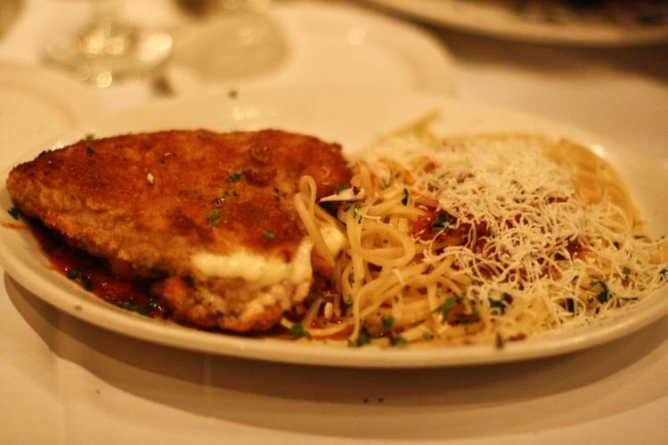 chicken cordon bleu with linguine