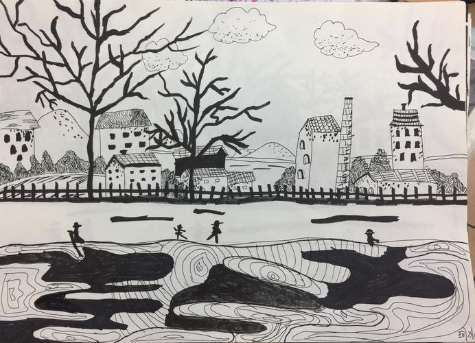 线描装饰画:张老师学生优秀作品