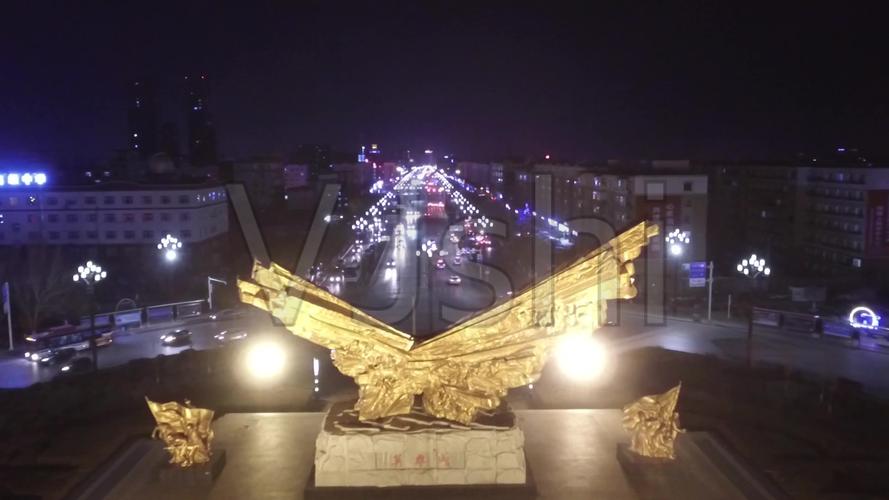 吉林省四平市夜景航拍_1920x1080_高清视频素材下载