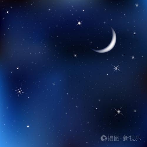 夜空中有月亮和星星