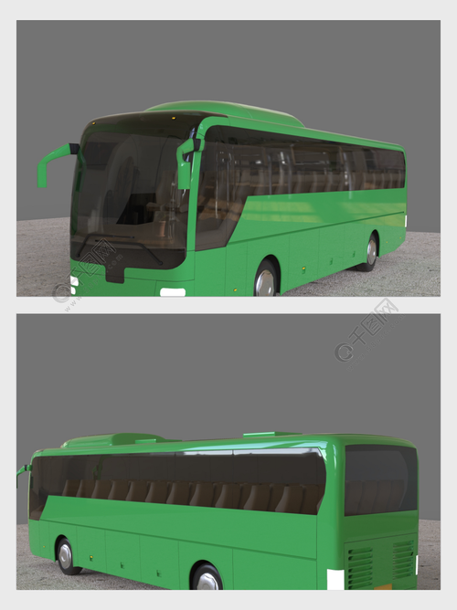 现代绿色公交车模型模板免费下载_obj格式_编号37410728-千图