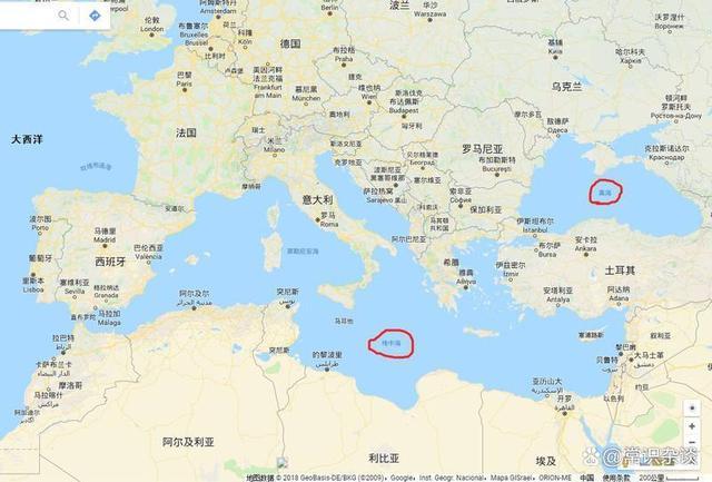 从黑海通过博斯普鲁斯海峡向西穿过达达尼尔海峡就可以进入地中海