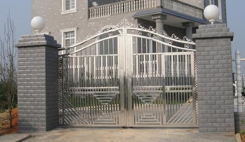 现代不锈钢围墙大门图片效果图