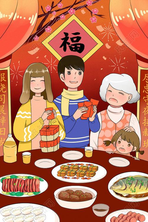 简笔画 下载psd图片格式vrf高清图片400073614摄图网 过年团圆饭简笔