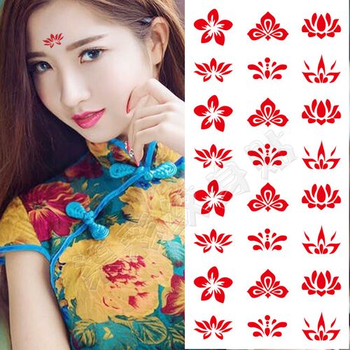 眉心贴花钿舞台妆额头贴纸防水持久女孩桃花妆眉间纹身贴性感刺青