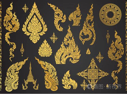 泰国艺术元素,装饰图案的一套.民族艺术,图标矢量
