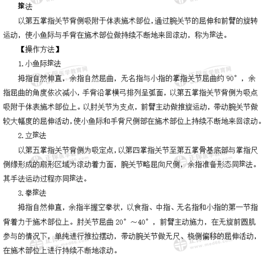 2020年中医执业医师实践技能第二站:13法的操作