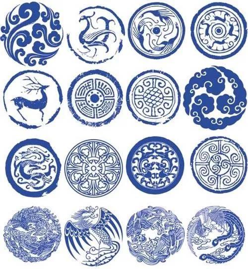 中国传统纹样大全欣赏:青花瓷纹样,龙纹官服,神兽,祥云等等
