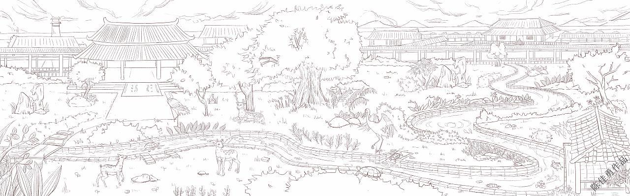 南越王遗址线稿设计