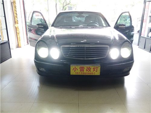 德国车系 奔驰汽车车灯改装 奔驰e350年检灯光过不了,郴州小雷改灯来