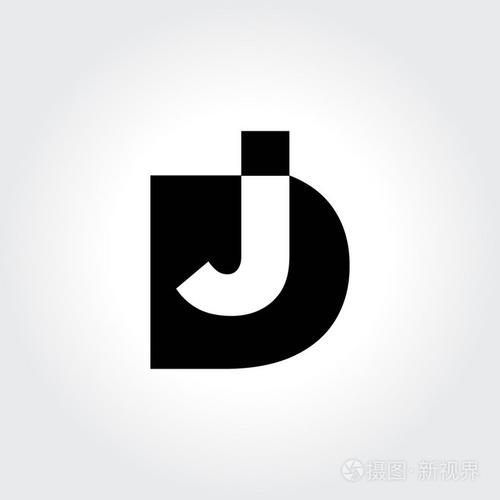 dj 标志设计.在黑色和白色的创意排版处理