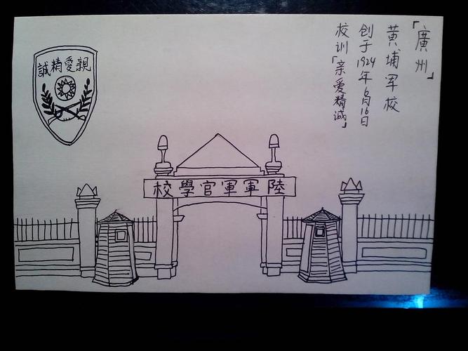 【手裁白卡纸9.7×15】广州黄埔军校旧址 校徽 简短简介